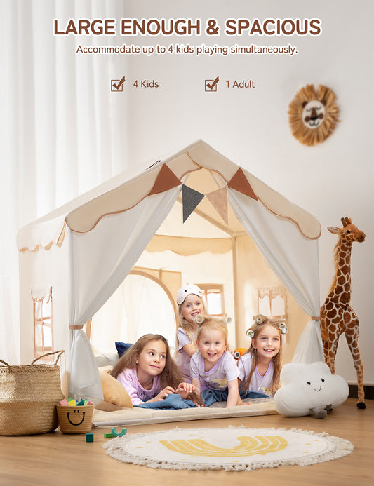 WJZ06 Besrey Kids Tent, Kids Playhouse 2 in 1 with Padded Mat and String Lights