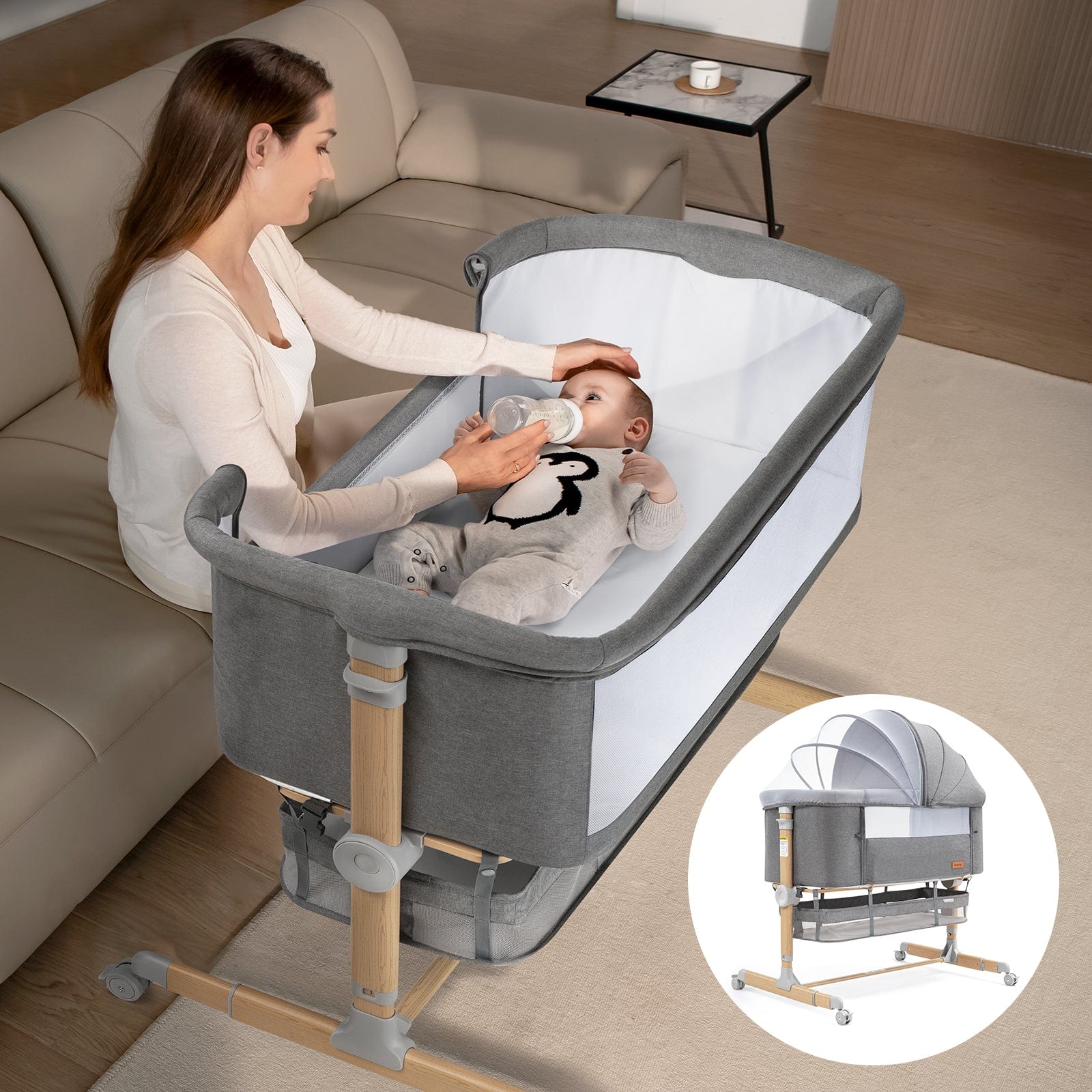 Adjustable height bassinet hotsell